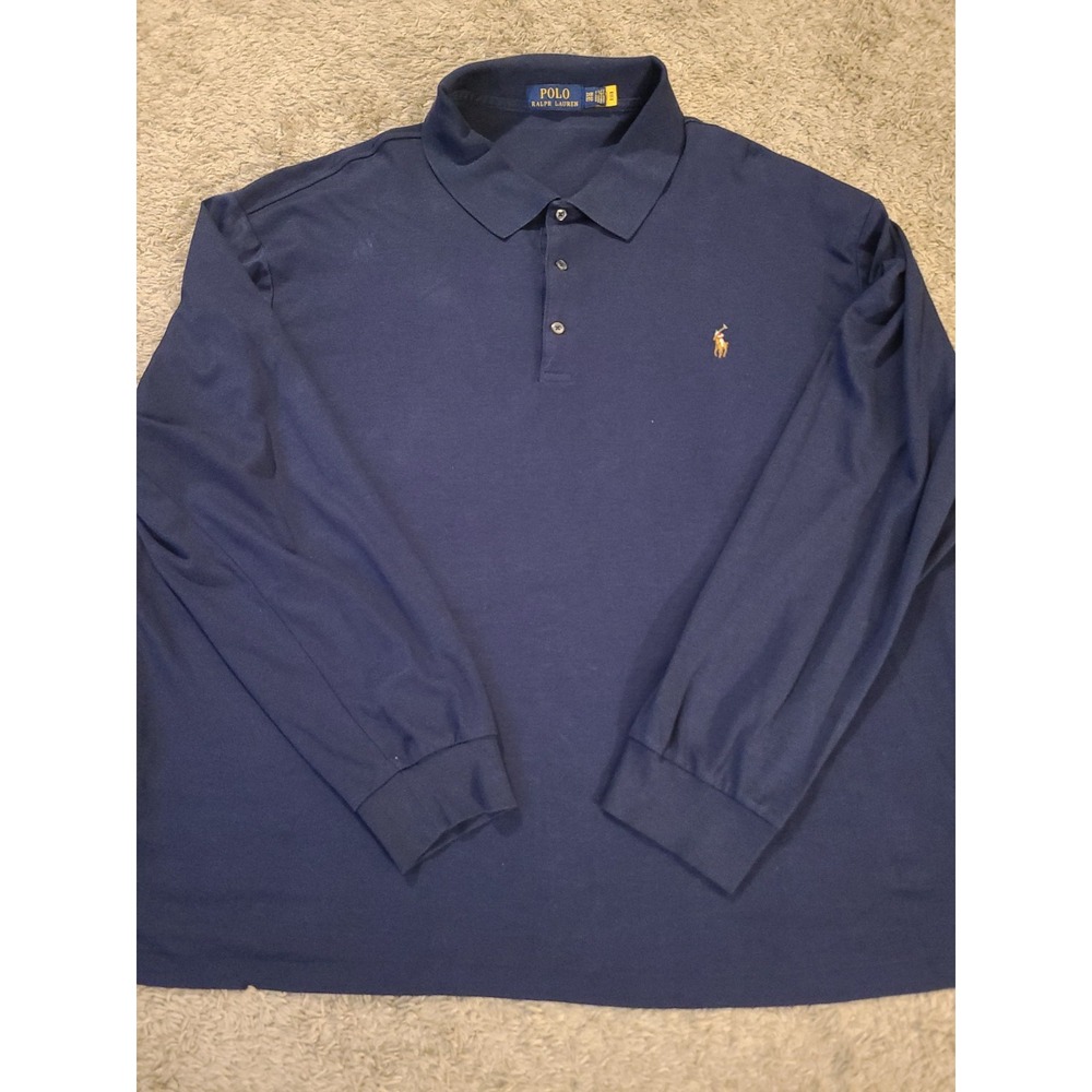 Polo Ralph Lauren polo Shirt Men's 3XB Navy Blue Flesh Pony Long Sleeve